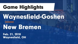 Waynesfield-Goshen  vs New Bremen  Game Highlights - Feb. 21, 2018