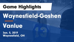 Waynesfield-Goshen  vs Vanlue  Game Highlights - Jan. 5, 2019