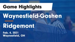 Waynesfield-Goshen  vs Ridgemont  Game Highlights - Feb. 4, 2021
