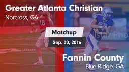 Matchup: Greater Atlanta vs. Fannin County  2016