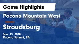 Pocono Mountain West  vs Stroudsburg  Game Highlights - Jan. 23, 2018