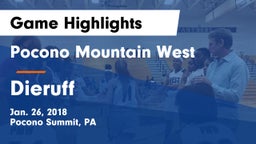 Pocono Mountain West  vs Dieruff  Game Highlights - Jan. 26, 2018