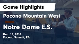 Pocono Mountain West  vs Notre Dame E.S.  Game Highlights - Dec. 15, 2018