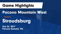 Pocono Mountain West  vs Stroudsburg  Game Highlights - Jan 26, 2017