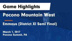 Pocono Mountain West  vs Emmaus (District XI Semi Final) Game Highlights - March 1, 2017