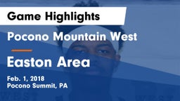 Pocono Mountain West  vs Easton Area  Game Highlights - Feb. 1, 2018