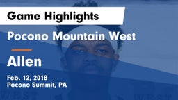 Pocono Mountain West  vs Allen  Game Highlights - Feb. 12, 2018