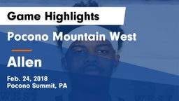 Pocono Mountain West  vs Allen  Game Highlights - Feb. 24, 2018