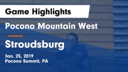 Pocono Mountain West  vs Stroudsburg  Game Highlights - Jan. 25, 2019