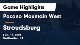Pocono Mountain West  vs Stroudsburg  Game Highlights - Feb. 16, 2021