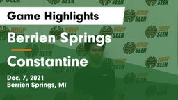 Berrien Springs  vs Constantine  Game Highlights - Dec. 7, 2021