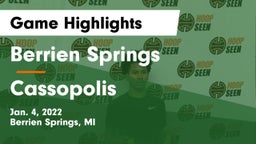 Berrien Springs  vs Cassopolis Game Highlights - Jan. 4, 2022