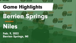 Berrien Springs  vs Niles  Game Highlights - Feb. 9, 2022