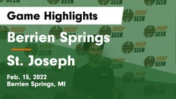 Berrien Springs  vs St. Joseph  Game Highlights - Feb. 15, 2022