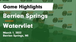Berrien Springs  vs Watervliet  Game Highlights - March 1, 2022