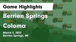 Berrien Springs  vs Coloma  Game Highlights - March 3, 2022
