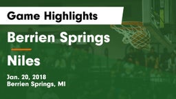 Berrien Springs  vs Niles  Game Highlights - Jan. 20, 2018