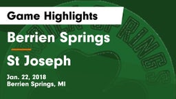 Berrien Springs  vs St Joseph Game Highlights - Jan. 22, 2018