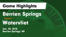 Berrien Springs  vs Watervliet  Game Highlights - Jan. 30, 2018