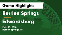 Berrien Springs  vs Edwardsburg Game Highlights - Feb. 23, 2018