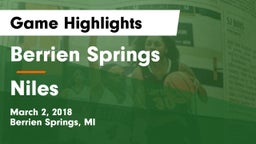 Berrien Springs  vs Niles  Game Highlights - March 2, 2018