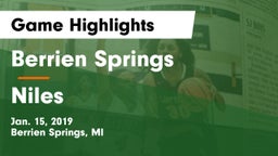 Berrien Springs  vs Niles  Game Highlights - Jan. 15, 2019