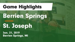 Berrien Springs  vs St. Joseph  Game Highlights - Jan. 21, 2019