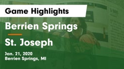 Berrien Springs  vs St. Joseph  Game Highlights - Jan. 21, 2020