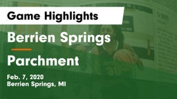 Berrien Springs  vs Parchment  Game Highlights - Feb. 7, 2020
