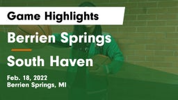 Berrien Springs  vs South Haven  Game Highlights - Feb. 18, 2022