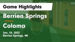 Berrien Springs  vs Coloma  Game Highlights - Jan. 24, 2023