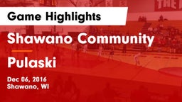 Shawano Community  vs Pulaski  Game Highlights - Dec 06, 2016