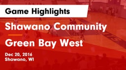 Shawano Community  vs Green Bay West  Game Highlights - Dec 20, 2016