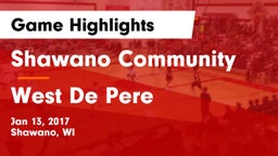 Shawano Community  vs West De Pere  Game Highlights - Jan 13, 2017