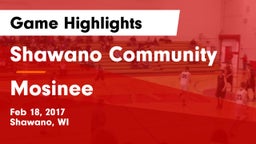 Shawano Community  vs Mosinee  Game Highlights - Feb 18, 2017
