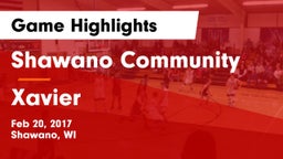 Shawano Community  vs Xavier  Game Highlights - Feb 20, 2017