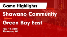 Shawano Community  vs Green Bay East  Game Highlights - Jan. 18, 2018