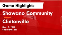 Shawano Community  vs Clintonville  Game Highlights - Dec. 8, 2018