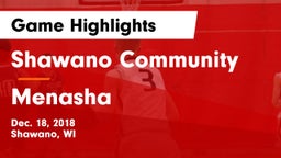 Shawano Community  vs Menasha  Game Highlights - Dec. 18, 2018