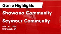 Shawano Community  vs Seymour Community  Game Highlights - Dec. 21, 2018