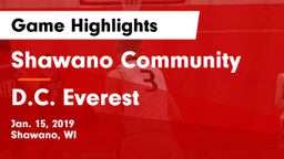 Shawano Community  vs D.C. Everest  Game Highlights - Jan. 15, 2019