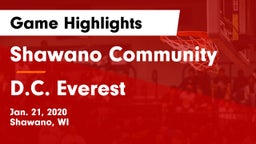 Shawano Community  vs D.C. Everest  Game Highlights - Jan. 21, 2020