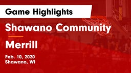 Shawano Community  vs Merrill  Game Highlights - Feb. 10, 2020