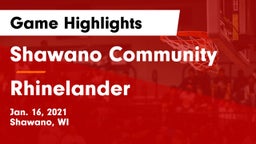 Shawano Community  vs Rhinelander  Game Highlights - Jan. 16, 2021