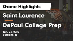 Saint Laurence  vs DePaul College Prep  Game Highlights - Jan. 24, 2020