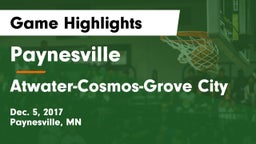 Paynesville  vs Atwater-Cosmos-Grove City Game Highlights - Dec. 5, 2017