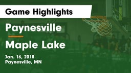 Paynesville  vs Maple Lake  Game Highlights - Jan. 16, 2018