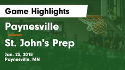 Paynesville  vs St. John's Prep  Game Highlights - Jan. 23, 2018