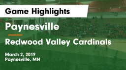 Paynesville  vs Redwood Valley Cardinals Game Highlights - March 2, 2019