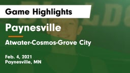 Paynesville  vs Atwater-Cosmos-Grove City  Game Highlights - Feb. 4, 2021